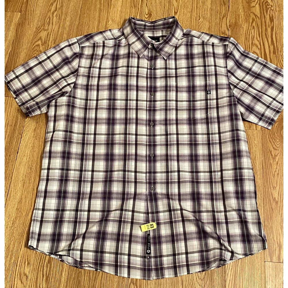 Marmot Men's Shirt XL Checkered‎ Gray Purple Colors Short Sleeve For Life Dressy